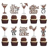 24pcs Espresso Martini Cupcake Toppers Glitter A Tini Bit Older Cupcake Toppers Espresso Martini Bow Birthday Party Decorations for Martini Bachelorette Bridal Shower Birthday Party Supplies