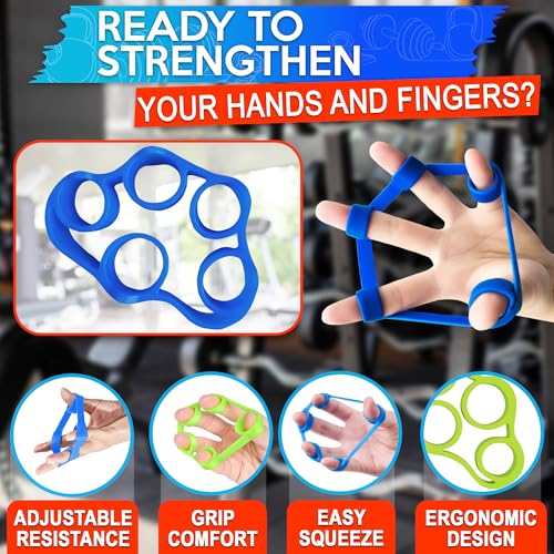 Image of 6Pcs Finger Extension Bands - Finger Stretcher Exerciser Silicone Grip Strengthener, 3 Resistance Levels, Ergonomic Hand Exerciser with Shape-Retention, Tear-Resistant Comfort Grip for Hand Recovery