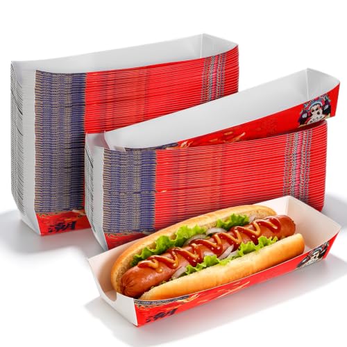 iplusmile Hot Dog Lebensmittel Container 100 Stücke Papier Boxen Hot Dog Trays Papier Lebensmittel Lagerung