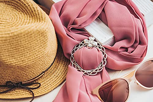 Handmade Dogwood Scarf Ring - Scarf Clip for Women Light Weight Summer Scarves - Handcrafted by House of Morgan Pewter3