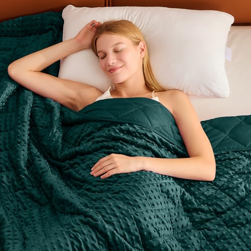 Image of Green Weighted Blanket for Adults 20lbs, 48 inchx72 inch, Twin Full Size Cooling Minky Heavy Throw Blanket for 180-220lbs, Soft Winter Thick Big Blankets Weighted Comforter Gift for Sleeping