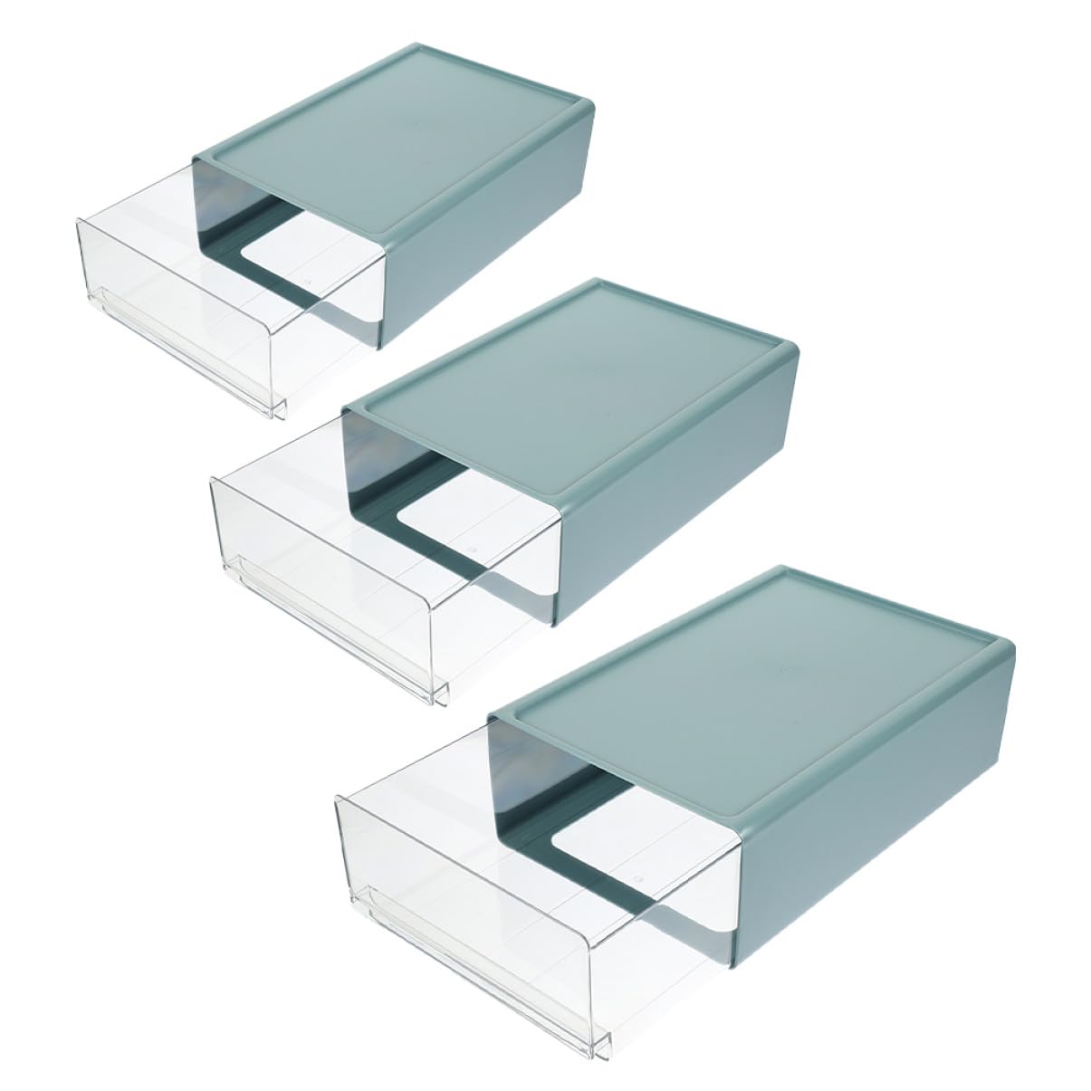 SHINEOFI Organizer da Scrivania a Cassetti 3 Pezzi Blu Hips Pet | Moduli Scomparti Regolabili, Struttura Robusta, per Vanity e Ottimizzazione dello Spazio