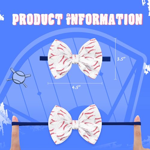 Baseball Baby Bows 0-6 Months Red Hair Bow Sport Baby Headband Soccer Bows for Girls Baseball Hairband Infant Bows Headband Game Hair Accessories4
