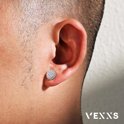VEXXS S925 Diamond Stud Earrings for Men, 14K Real Gold Plated Iced Out Earrings Micro Pave 5A CZ Stones Men’s Studs, Hypoallergenic 925 Sterling Silver Studs4