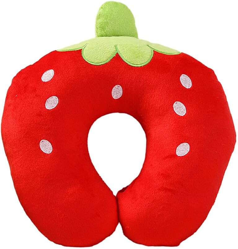 BEALIFE Zone de Confort oreillers Doux en Forme de U Aventures de Voyage oreillers en Forme de U oreillers de Sommeil pour Voyage oreillers de Voyage Mignon, Fraise, 26 * 30 cm