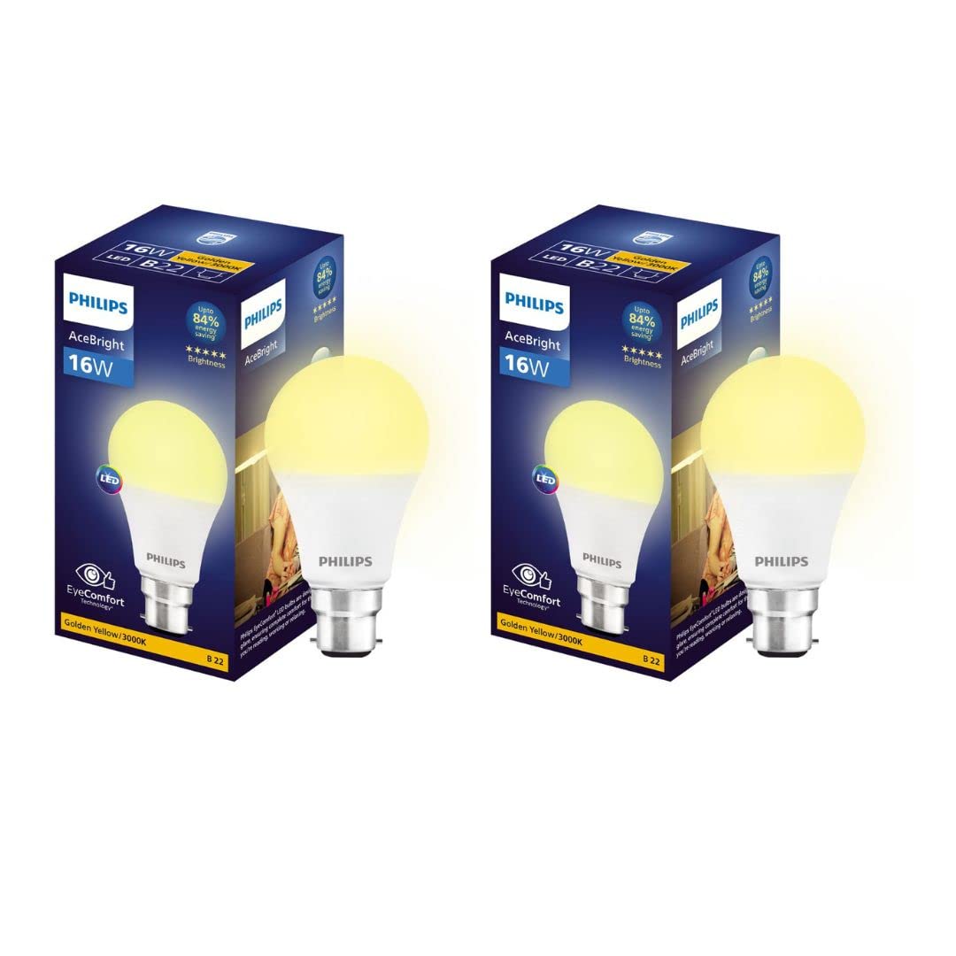 PHILIPS 16-watt LED Bulb |AceBright High Wattage LED Bulb|Base: B22 Light Bulb for Home | Warm White, Pack of 2-image-9