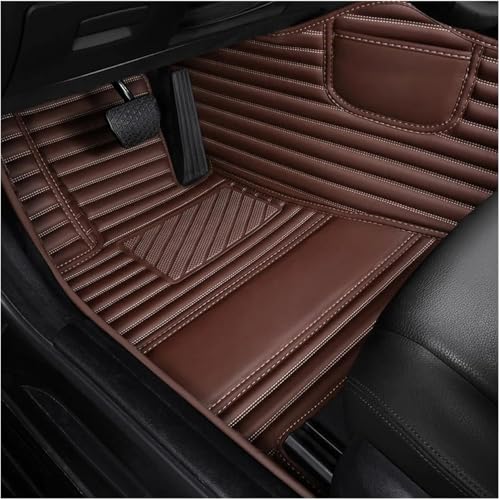 Image of 10D Car Foot Mat for Mercedes Benz eqs450 | Coffee | Premium Luxury Leather | Double Layered | Waterproof | Washable | Custom Fit |Antislip | Detachable Grass | Car Floor Mat