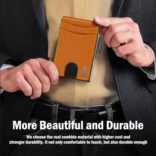 Image of umoven Wallet for Men - with Money Clip Slim Leather Slots Credit Card Holder RFID Blocking Bifold Minimalist Wallet