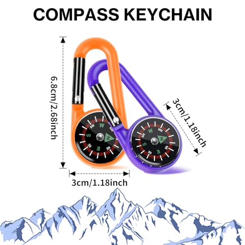 12-PCS-Small-Keychain-Compasses-Compass-Carabiners-Bulk-Small-Pocket-Magnetic-Compass-Keychain-Survival-Compass-Hiking-for-Kids-Outdoor-Survival-Camping-Party
