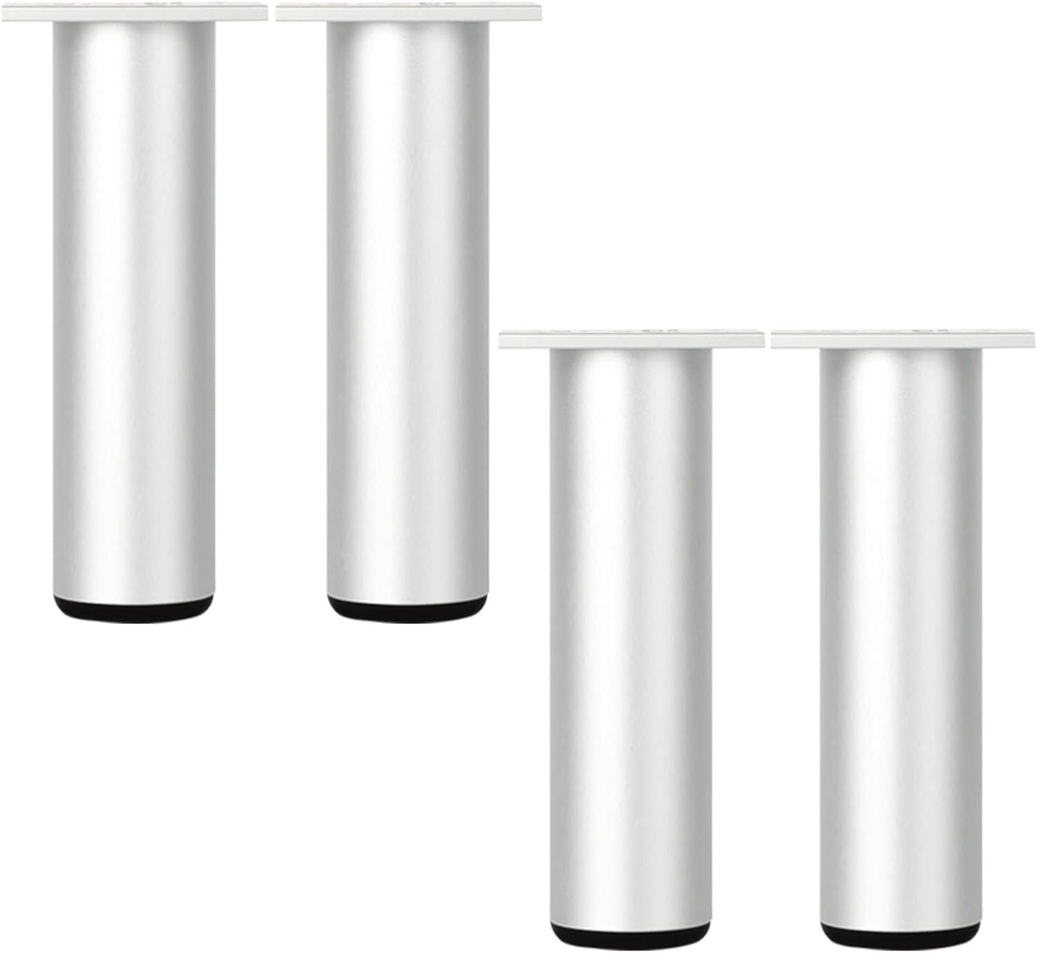 Rhllvj Silver Set Of 4 Metal Furniture Feet, Adjustable Sofa Feet, Bathroom Cabinet Feet, Round Sofa Support Feet, Aluminium Alloy, With Screws (35 Cm/13.8 In, )(,6Cm/2.4In)