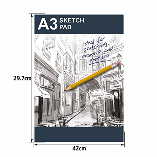 Art Sketchbook A3 Sketch Pad Sketching Book Artists Sketchpad Kids Children Drawing Coloring Doodle Notebook Acid Free Professional Quality Easy To Use Portrait Smooth Cartridge Paper Hardback(2 Pack) - Image 2