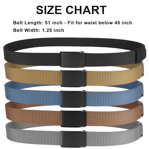 5 Pack Nylon Tactical Flip-Top Buckle Belts, 1 1/4” Webbing Lightweight Belt for Men/Women3