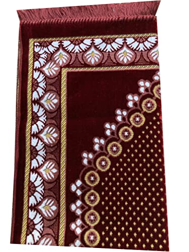 Prayer mat with Tasbeeh,Muslim gift,Ramadan Gift.islamic gift,Warm stayle Velvet Prayer Rug (540g), 65 x 110 cm (Rectangular) - Image 4