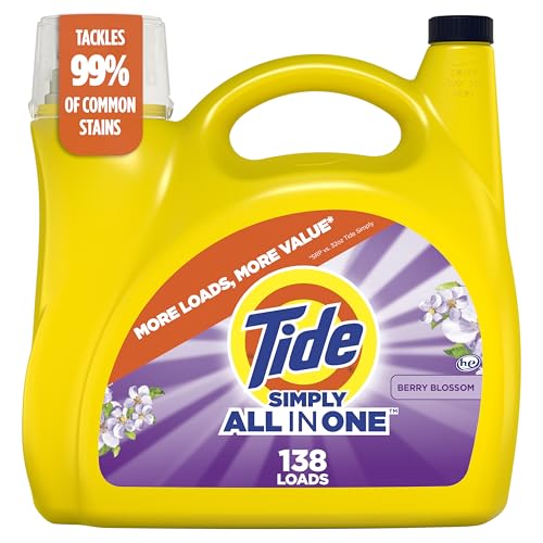 Image of Tide Simply Clean & Fresh Liquid Laundry Detergent, Berry Blossom Scent, 138 Loads, 182 fl oz