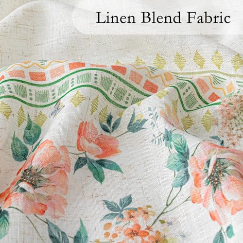 Image of MYSKY HOME Boho Floral Curtains with Butterfly 63 inch Semi Sheer Linen Look for Bedroom Kitchen Bohemian Style Farmhouse Home Decor Light Filtering Privacy Protect Back Tab Drape, 50 inch, Pink, 2 Panels