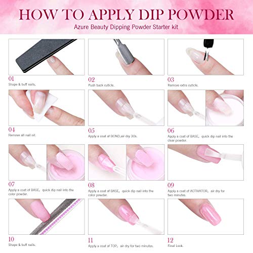 Nail Dipping Powder Starter Kit 4 Pink Glitter Colors(1oz.),French Dip Acrylic Nails Powders System(Comes with Bond,Base,Activator,Top,Brush Saver,4 Powder Jars + Some Manicure Tools)