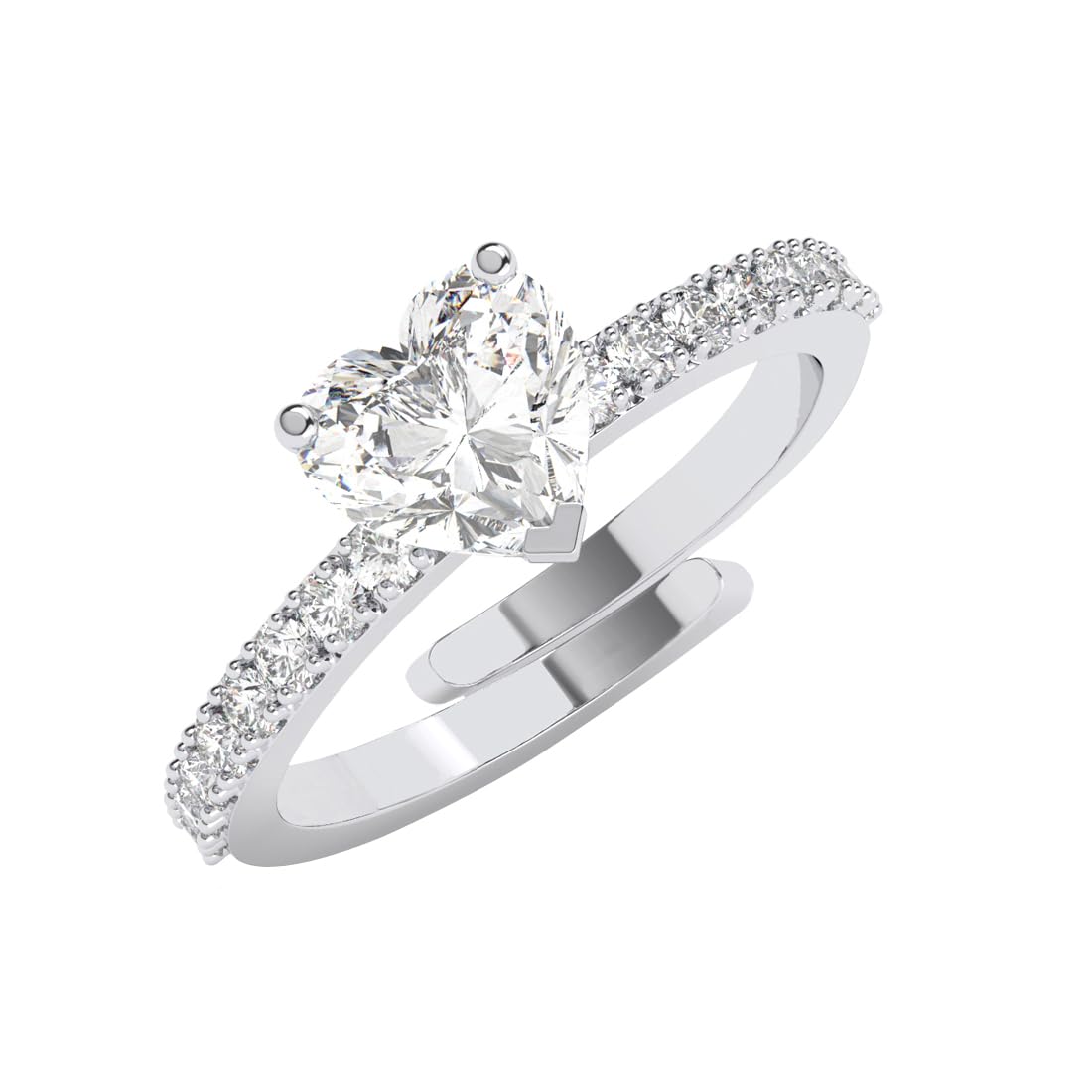 Clara Pure 925 Sterling Silver Karine Heart Solitaire Promise Finger Ring | Swiss Zircon Platinum Plated | Size Adjustable | Gift for Women Girls Wife Girlfriend (B0D9BKTCDL) Amazon Price History, Amazon Price Tracker