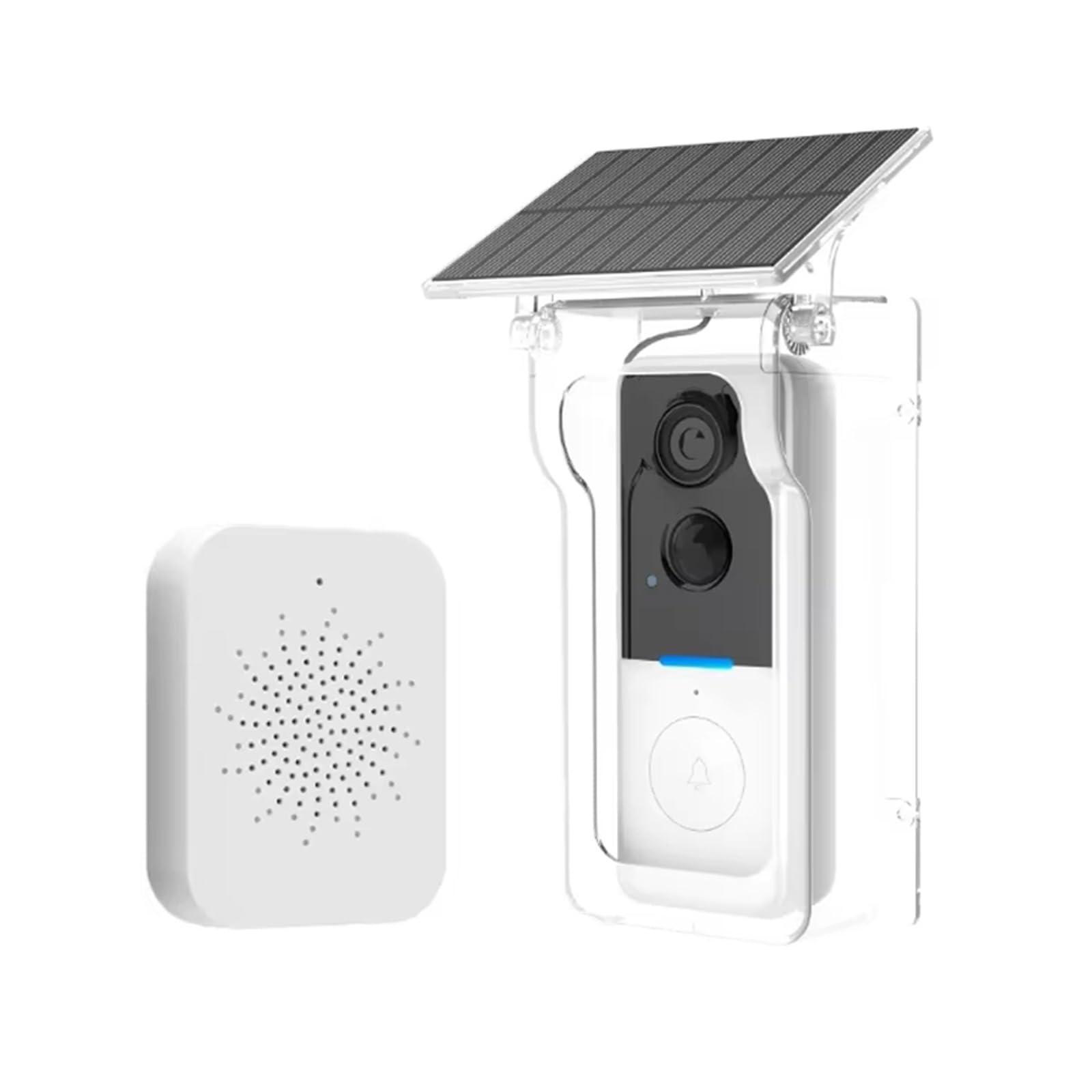 Campanello WiFi Tuya con Copertura Antipioggia Solare Videocitofono(White Set)