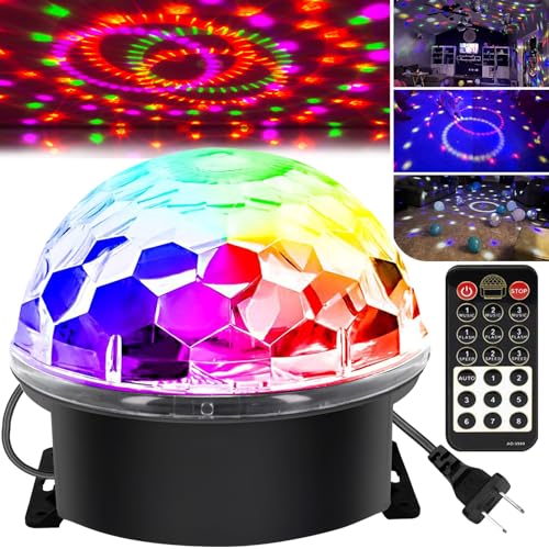 Image of memzuoix 2025 Upgrade Disco Ball Party Lights Dj Strobe Light with 6 Colors, Sound Activated Big-Size Magic Stage Party Light with Remote Control, Halloween Decorations Bar Home Club (7'' Big Size)