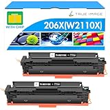206X 206A W2110X Black Toner Cartridge W2110A Compatible Replacement for HP 206X 206A Black Toner Color Laserjet Pro MFP M283fdw M283cdw M255dw M283 M255 Printer High Yield (2 Pack)