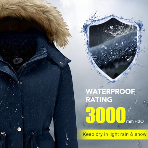 Garemcy Women's Winter Coat Water Repellent Long Puffer Jacket Warm Parka with Detachable Fur-trim Hood4