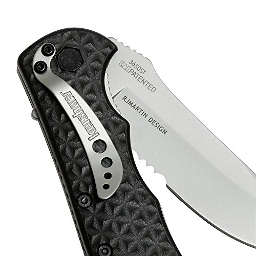 Kershaw Volt Ii Serrated Folding Pocketknife, 3.25" 8Cr13Mov Stainless Steel Drop Point Blade, Assisted One Hand Opening, Reversible Pocket Clip #TOP6