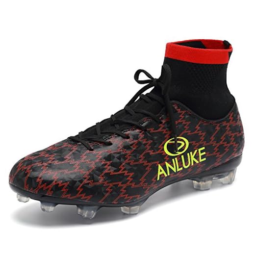 ANLUKE Men's Athletic Hightop Cleats Soccer Shoes Football Team Turf Black 40
