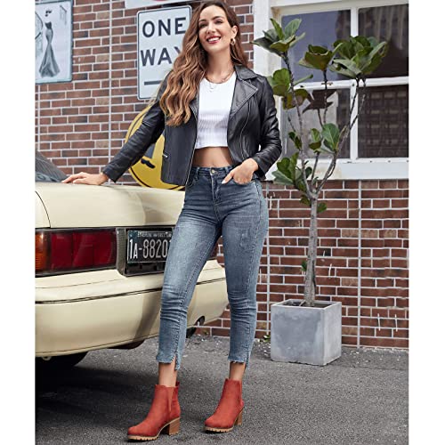 Image of JABASIC Women Suede Ankle Booties Slip On Chelsea Boots