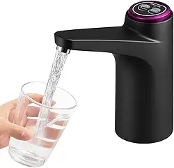 Torneira, Bomba Elétrica para Galão de Água Mineral USB – Compatível com 5, 10 e 20 Litros, Silencioso e Automático – Bebedouro Elegante para Cozinha, Escritório e Camping – Cor Preto