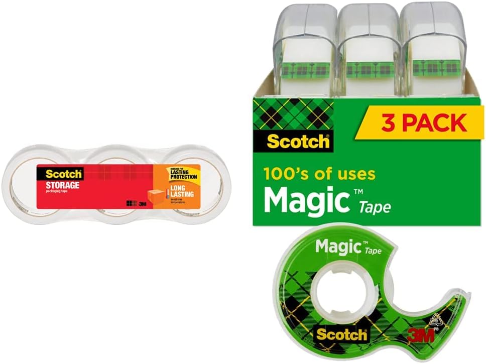 Scotch Long Lasting Storage Packaging Tape, 1.88" x 38.2 yd, Designed for Storage and Packing, Stays Sealed in Weather Extremes, 3" Core, Clear, 3 Rolls (3650S-3) : Office Products