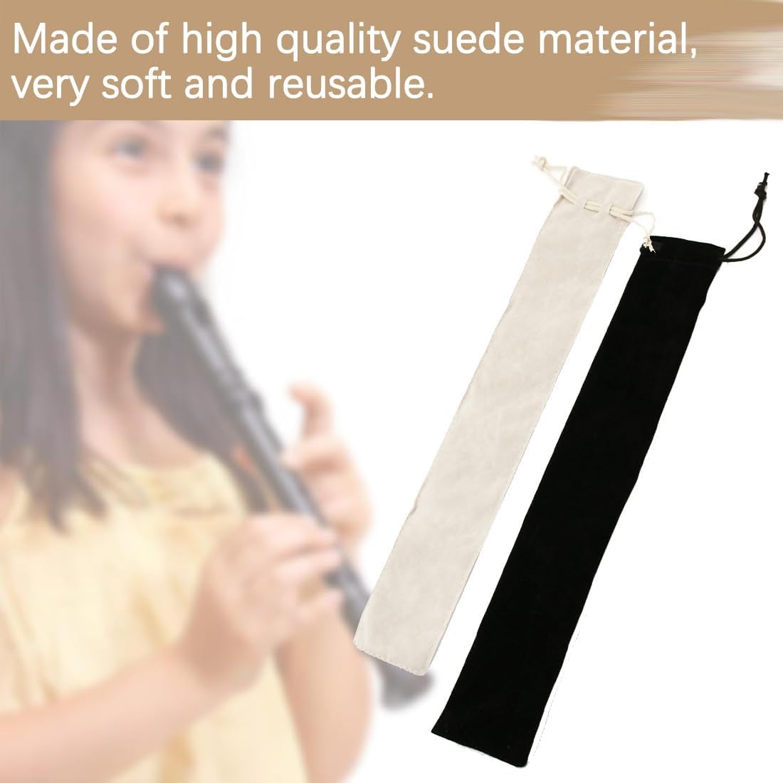 2 Piezas Recorder Bolsa,Estuche para Flautas, Estuche para Flauta Dulce Soprano, Bolsas de Terciopelo con cordón