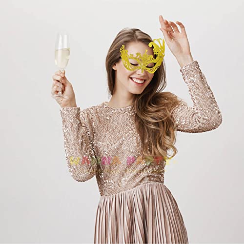 Image of Wanna Party Masquerade Mask /Golden Butterfly Fashion Eye Mask for Women Venetian Lace Eye Masks for Carnival Prom Ball Fancy Dress Party Supplies-Gold
