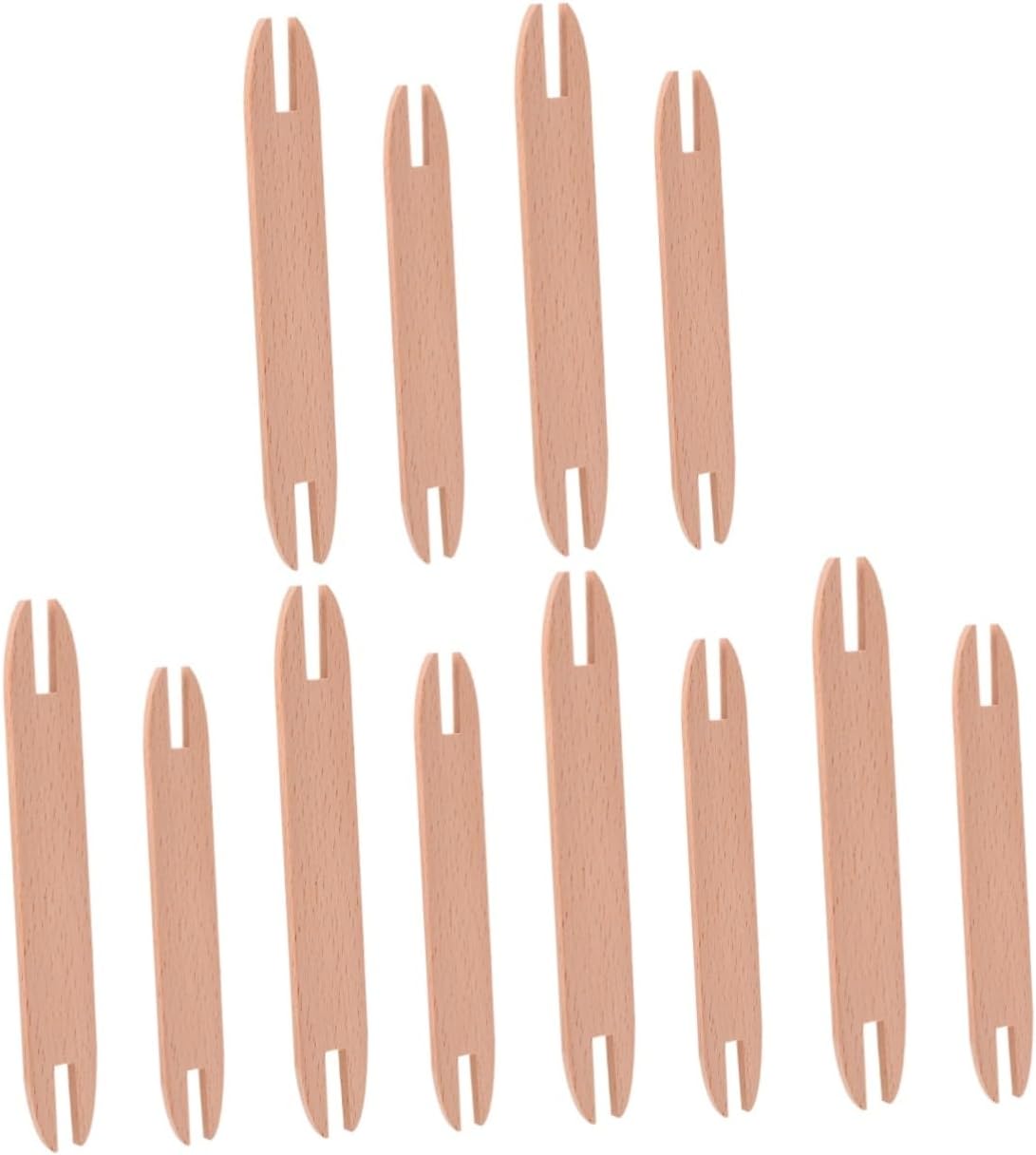 Lurrose 12pcs Wooden Weaving Shuttles Knitting Tools for Sweater Scarf Tapestry Crafts Material for Easy Hand Knitting