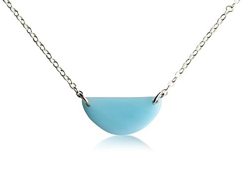 Blue Half Circle Necklace, Sterling Silver Layering, Christmas Gifts For Women, Half Moon Jewelry