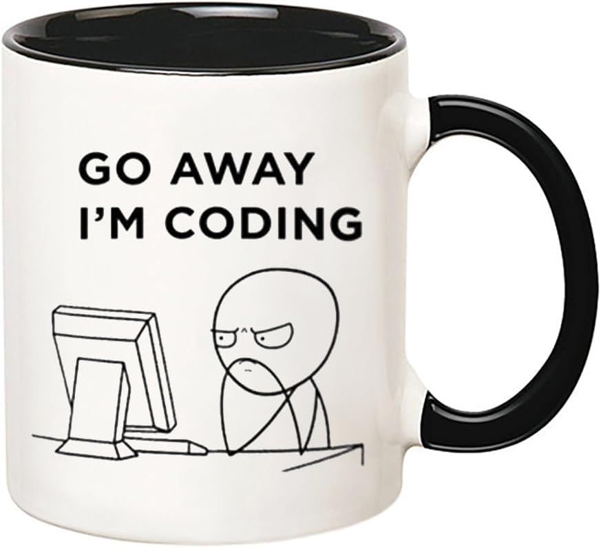 Go Away I'm Coding Mug Novelty Gift Coffee Ceramic Mug, 11 Oz Novelty Coffee Mug, Black - Image 2