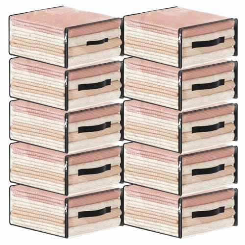Image of JD FRESH 10 Piece 36L PVC Transparent Storage Bag with Zipper /Foldable Clothes Organiser for Wardrobe /Garments Organizer /Space Saving Storage Box for Sarees /Lehenga /Towel /Toy - 15.5 x 7.5 x 17.5 Inch