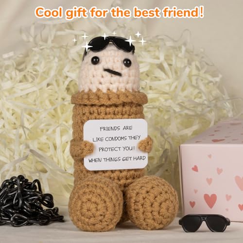 WenmthG Funny Gift for Dead Buddy and Friend Mini Funny Knitted Doll with Positive Card - Image 4