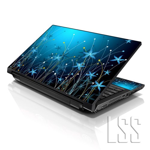 Image of LSS 15 15.6 inch Laptop Notebook Skin Sticker Cover Art Decal Fits 13.3 inch 14 inch 15.6 inch 16 inch HP Dell Lenovo Apple Asus Acer Compaq (Free 2 Wrist Pad Included) Blue Floral