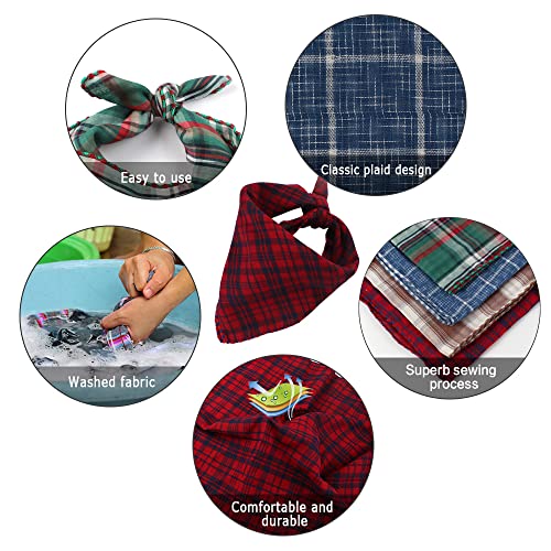 Dadabig 4 Stück Bandana für Hund, Haustier Bandanas Hundehalstuch Kragen Stilvolle Kariertes Hunde-Halstuch Reversibel Dreieck Lätzchen Welpen Halstuch für Niedlichen Hunde und Katze (Baumwolle)