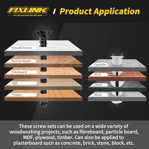 wood screws assortment kit fixlink 240 pcs high hardness flat head wood screws set phillips drive assorted screws contain 15pc anchors and 8 size 2-1221-121-141345812 black