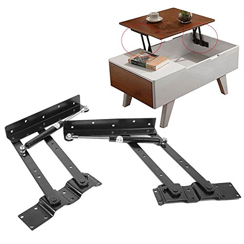 Ejoyous Charnière Hydraulique pour Table Basse, Mécanisme de Plateau Relevable 50 Kg, Paire de Charnières à Ressort Pliantes