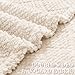 Whale Flotilla Fuzzy Fleece Queen Size Blanket for Bed, Soft Fluffy Jacquard Waffle Blankets for All Season, Lightweight and Warm, 90x90 Inch, Ivory