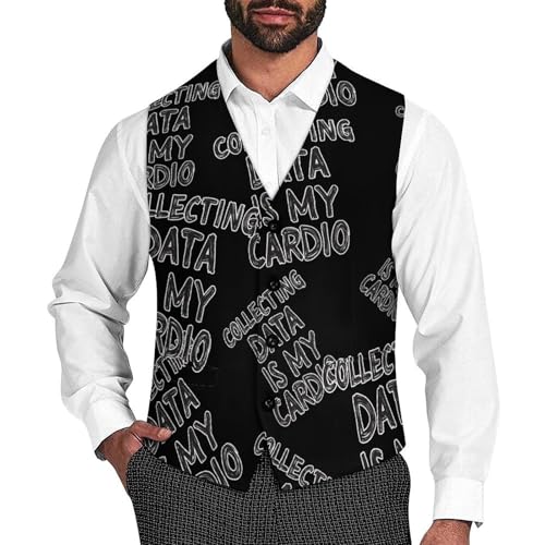 Data Analyst Collecting Data Is My Cardio Men's Formal Suit Vest for Business Formal Or Casual Dress Waistcoat Wedding