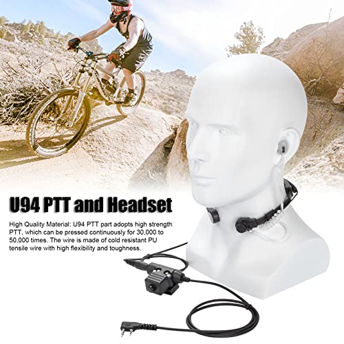 Tactical Throat Mic Earpiece Headset,Noise Reduction Adjustable Radio WalkieTalkie Headset with U94 PTT for Kenwood TK-3107,for Baofeng UV-5R BF-888S/WLN KD-C1 and Other K Head Walkie Talkies - Image 2
