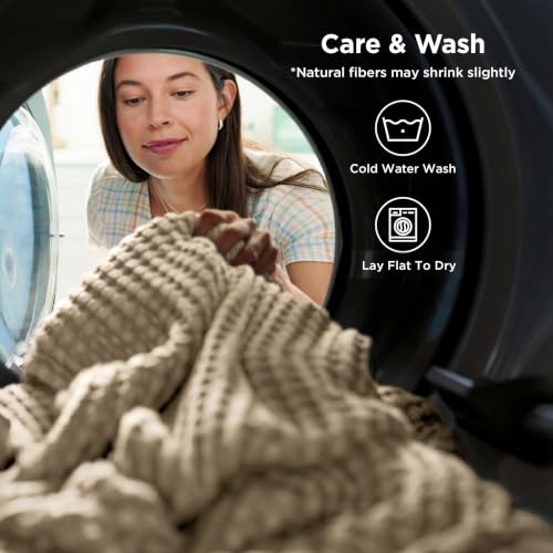 Image of Bedsure Cooling Waffle Rayon Derived from Bamboo King Blanket,104x90 Inches | Summer blanket for hot sleepers, Breathable lightweight cotton rayon derived from bamboo blanket for bed couch sofa, Natural