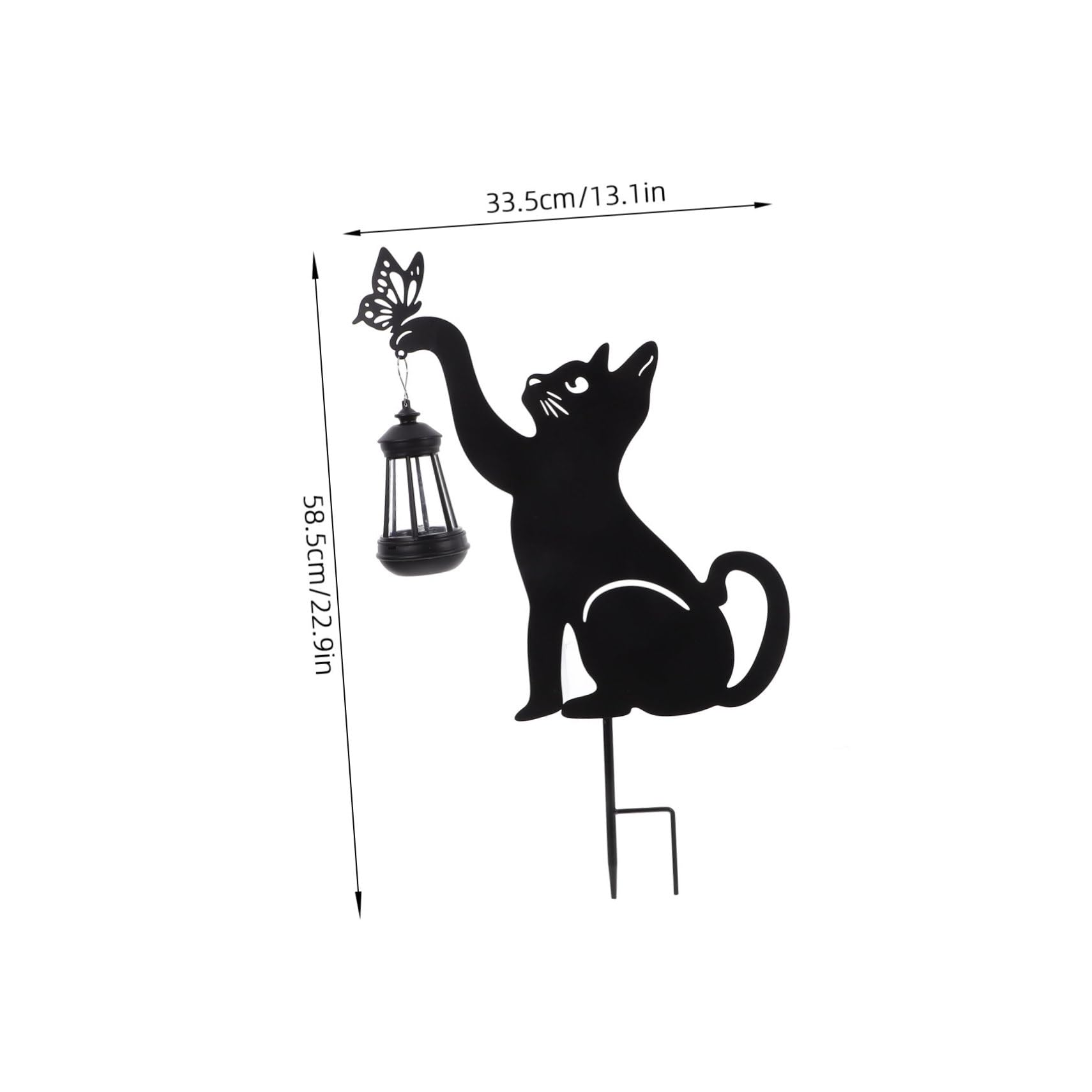 Lampe Solaire Extérieure Chat en Fer Noir pour Jardin et Pelouse