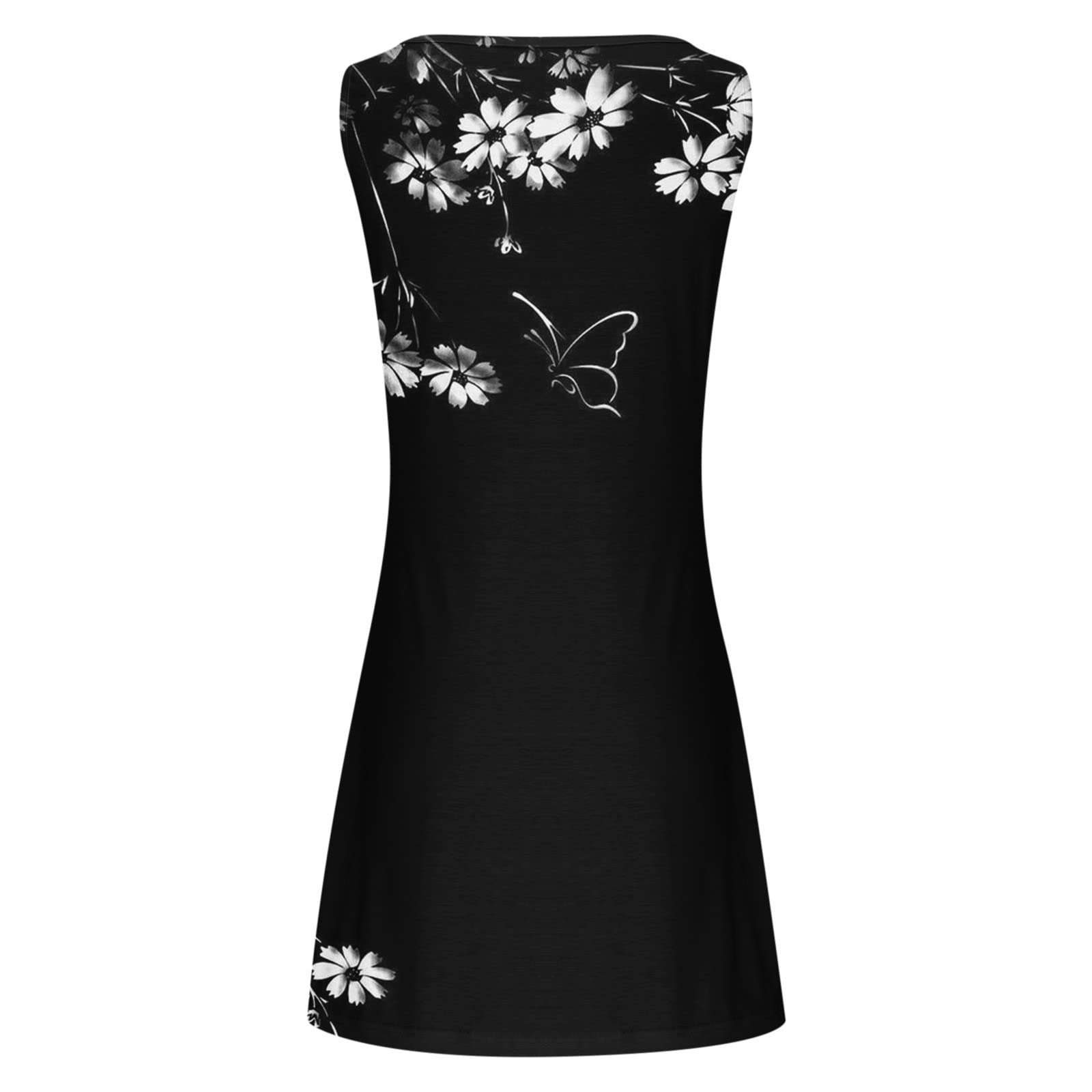 Vestidos Mujer Vestido Reino Unido Venta Señoras Casual Suelto Mariposa Impreso Tanque Ahueca hacia Fuera Vestido De Playa Sin Mangas Boda