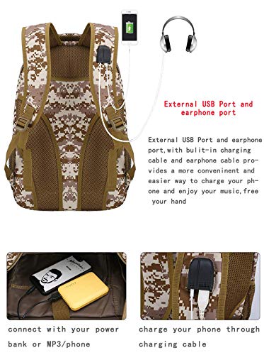 4Land Camo Backpack, 40L Boys Backpack For School, Camouflage Molle Bookbag With Usb Charging Port #TOP2