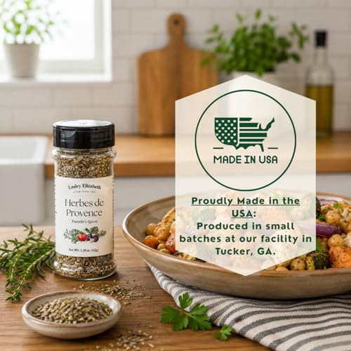 Image of Lesley Elizabeth Herbes de Provence Traveler's Spices - Authentic French Herb Blend for Chicken, Fish, Pork & Vegetables | All-Purpose Gourmet Cooking & Grilling Seasoning