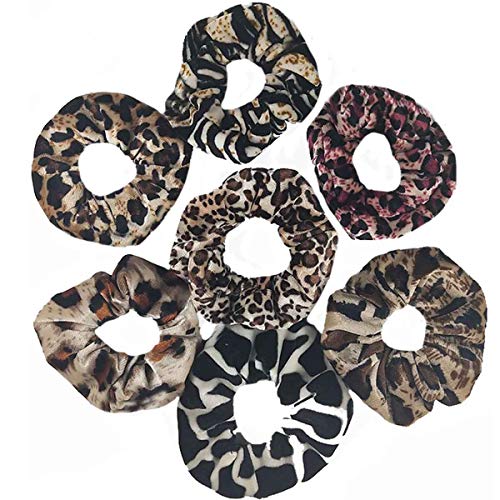 scrunchies for hair cheetah print hair ties scrunchie animal print velvet leopard bow women lepord large clips for thick hair 7 styles 7 PCS
